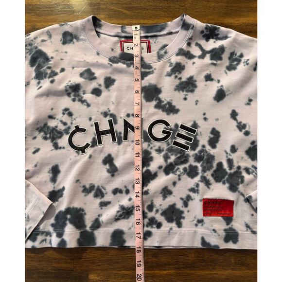 CHNGE Women's Medium T Shirt Cropped Organic Cotton Long Sleeve Crew Tie Dye - Picture 7 of 8